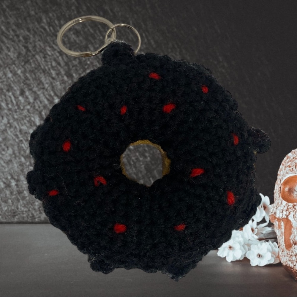 handmade crochet donut keychain